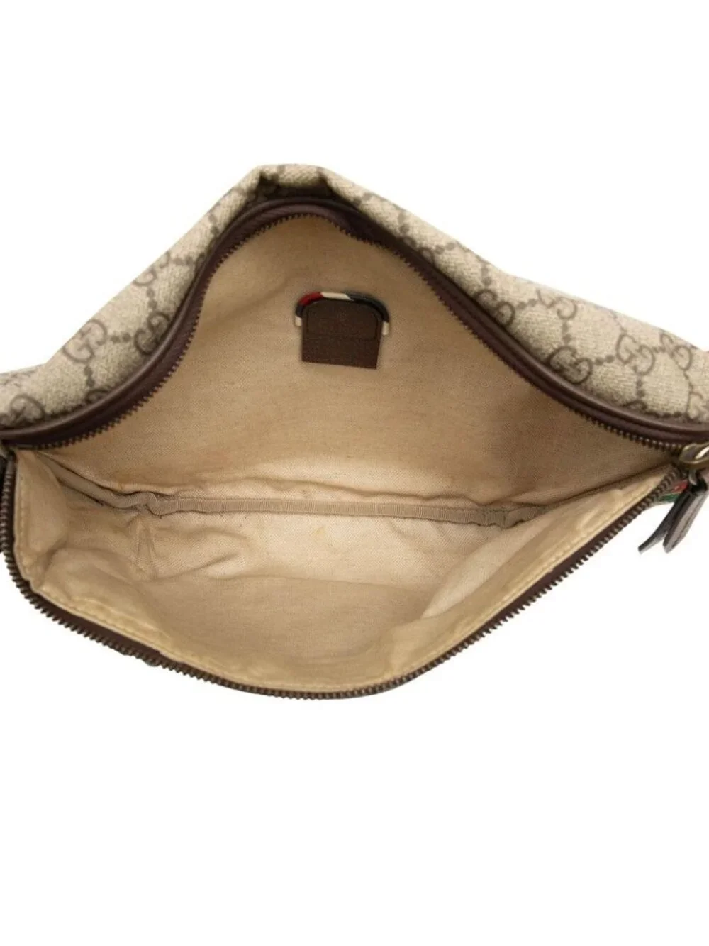Gucci GG Supreme Courier Sherry Line Waist Pouch Belt Bag Beige Brown Leather